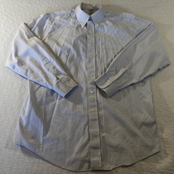 Brooks Brothers 1818 orig polo Mens Size 17/34 Shirt Small Blue Check Pattern - Picture 9 of 9
